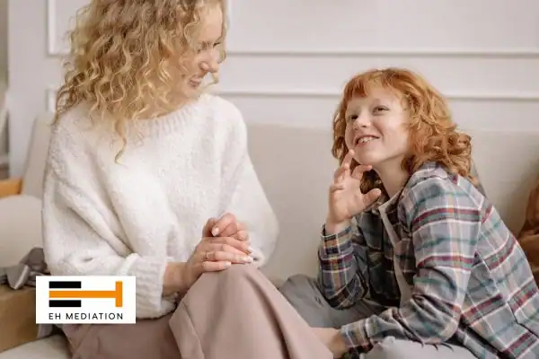 Happy mother and child after sorting child arrangements mediation Sittingbourne